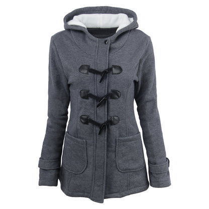 warm winter fur collar jackets women new horn button Long down coat women parka Plus Size female parka hoodies Women Limorista