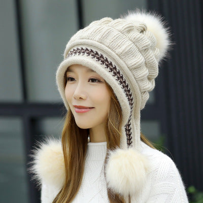 Cozy Knit Fleece-Feel Beanie With Ear Flaps &amp; Pompom Warm Winter Hat For Women Perfect For Skiing &amp; Outdoor Activities Limorista
