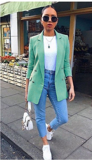 Fashion Lapel cardigan medium length temperament suit coat woman Limorista