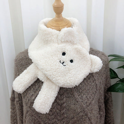 Winter Women Novelty Warm Cute Bear Plush Scarf Lamb Wool Limorista