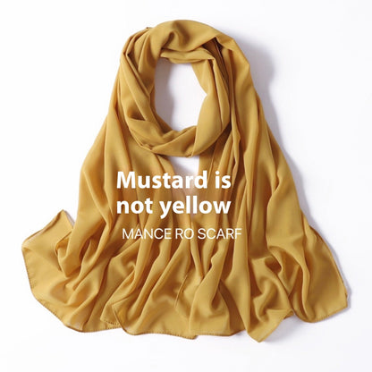 Pure Color Pearl Chiffon Scarf Headcloth Veil Chiffon Scarf Limorista