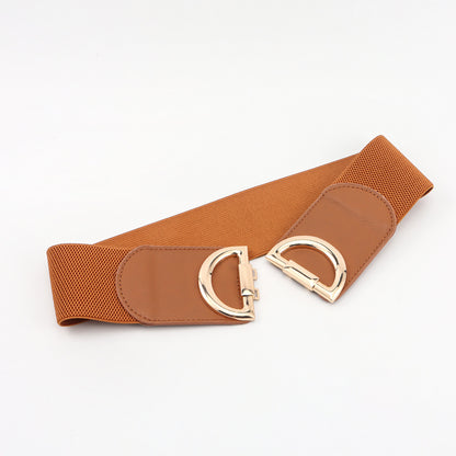 Elastic A Pair Of Buckles Wide Belt Women Limorista