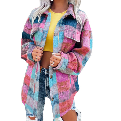 Printed Fashion Polo Collar Long-sleeved Coat Limorista