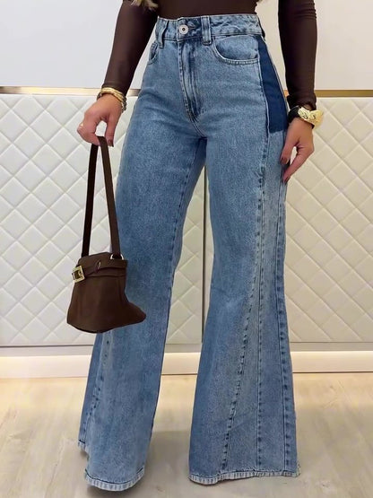 Trendy Light Blue High - Waisted Flared Jeans Limorista