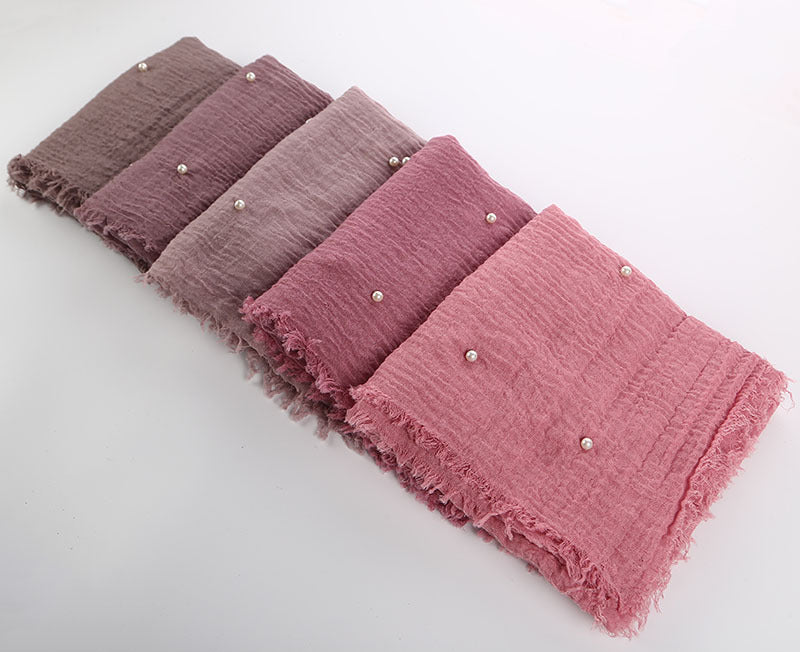 Cotton and linen crumpled monochrome scarf Limorista