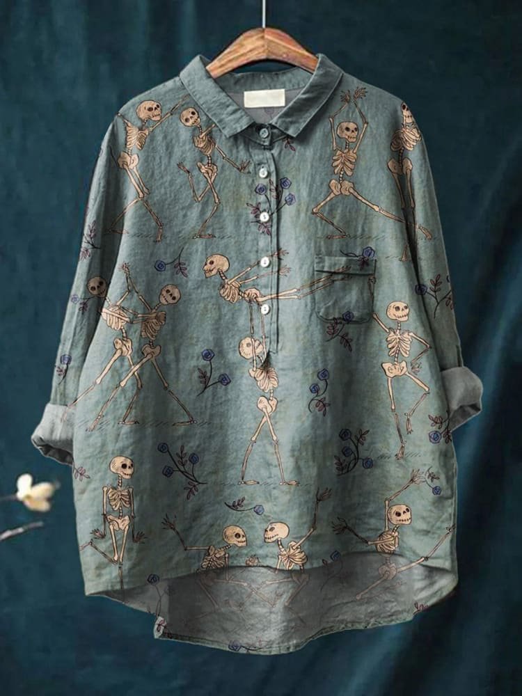 Animal Print Hawaiian Long Sleeved Shirt Limorista