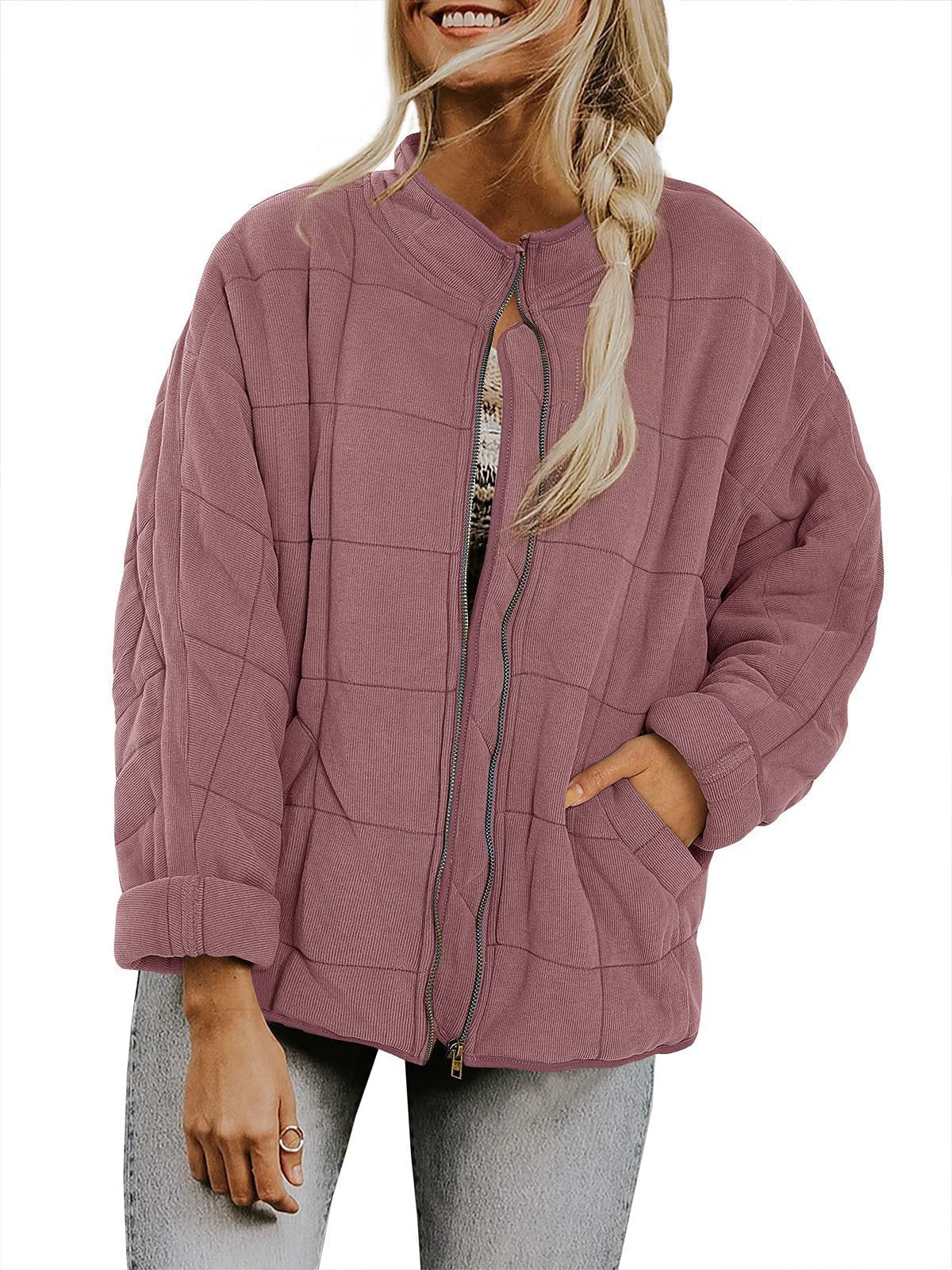 Solid Color Stand Collar Cotto With Loose Pockets Long Sleeved Jacket Women Limorista