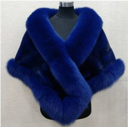 Imitated Mink Fox Fur Cape Coat Plus-sized Dress Shawl Limorista