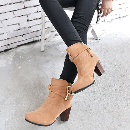 Winter Autumn Leather Casual Women High Heels Pumps Warm Ankle Boots Limorista