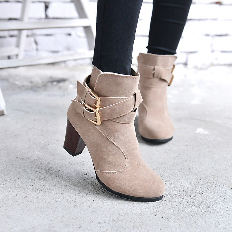 Winter Autumn Leather Casual Women High Heels Pumps Warm Ankle Boots Limorista