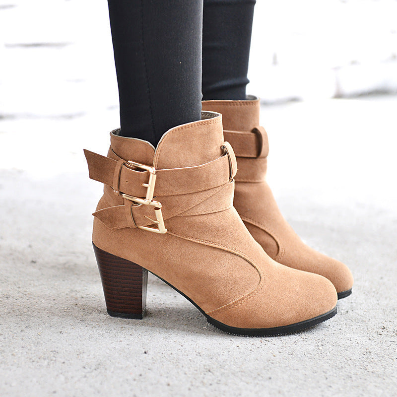 Winter Autumn Leather Casual Women High Heels Pumps Warm Ankle Boots Limorista