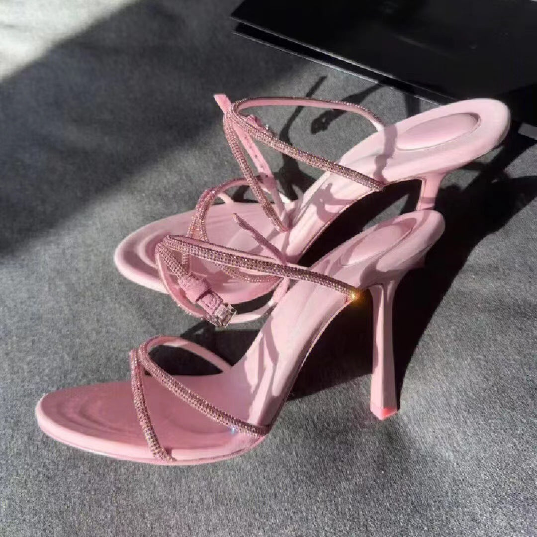 High Heels Rhinestone Cross Strap Stiletto Limorista