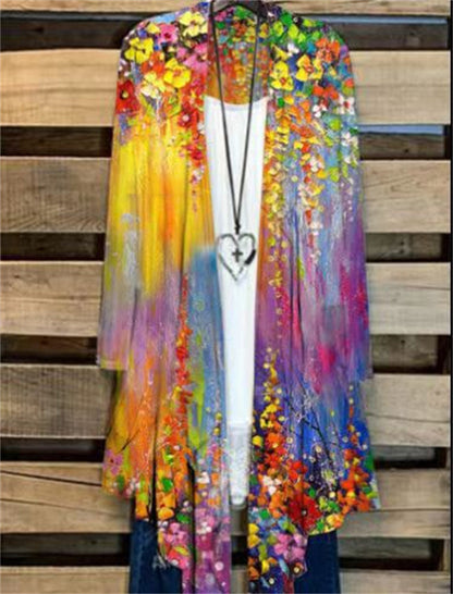 Kvinders Farve Oliemaleri Casual Cardigan Limorista