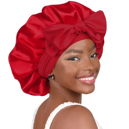 Double-layer Ribbon Round Cap Bow Hair Care Wide-brimmed Hat Limorista
