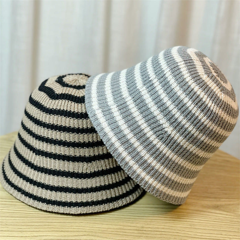 Sunshade Leisure Striped Knitted Dome Bucket Foldable Tide Bucket Hat Limorista