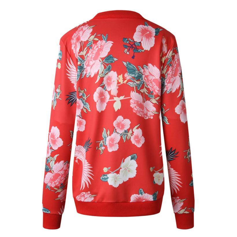 Fashion Printed Round Neck Zipper Long Sleeve Coat Limorista