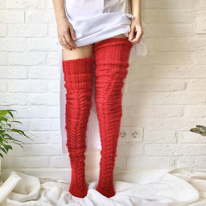 Winter Socks Over The Knee Lengthened Long Tube Knitted Pile Socks Limorista