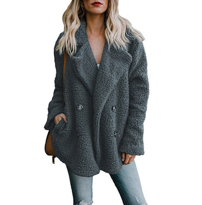 Autumn And Winter Fashion Button Suit Collar Pocket Blouse Limorista