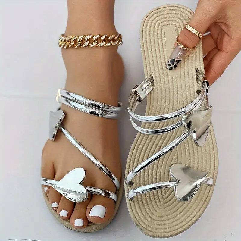 Heart Shape Slippers Summer Flat Love Beach Shoes Women Limorista