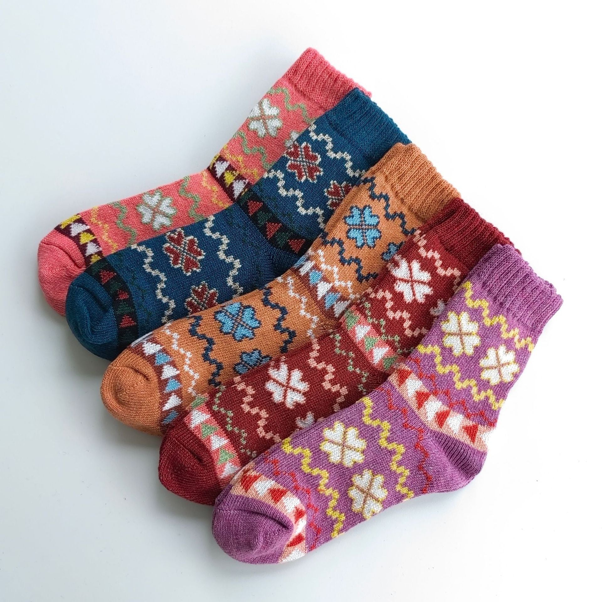 Winter Rhombus Wool Socks Thick Line Medium Tube Limorista