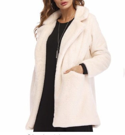 Faux Fur Coat Women Long Sleeve Warm Thick Wave Jackets Plus Size Coat Winter Black Yellow Rose Red Fur Coats Autumn Limorista