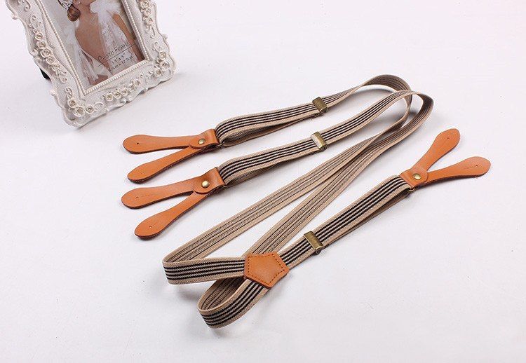 Bib stripe straps straps double shoulder straps men and women elastic elastic suspenders Limorista