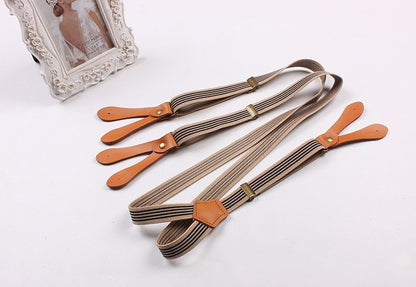 Bib stripe straps straps double shoulder straps men and women elastic elastic suspenders Limorista
