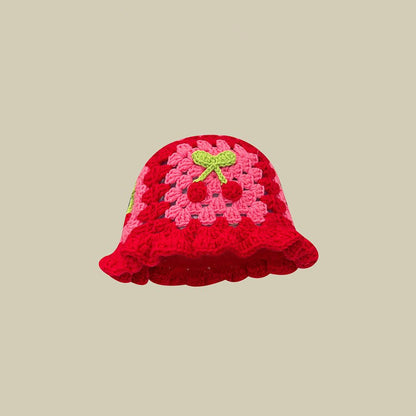 Japanese-style Retro Hollow Flower Handmade Knitted Bucket Hat Women Limorista
