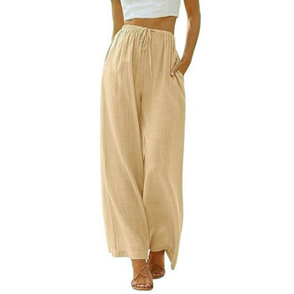 Loose Casual Pocket Drawstring Wide-leg Pants For Women Limorista