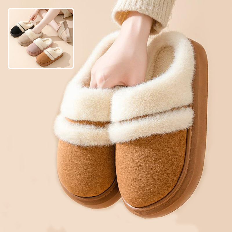 Fashion Warm Cotton Slippers For Women Leisure Thick Bottom Non-slip Plus-velvet House Shoes Winter Bedroom Floor Suede Slipper Limorista