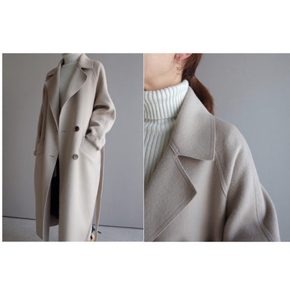Korean Style Temperament Mid-length Over-the-knee Double-sided Cashmere Woolen Coat Limorista