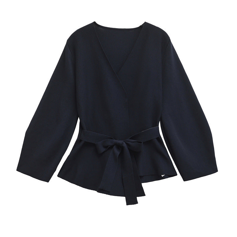 European And American Style Elegant Deep V-neck With Belt Padded Shoulder Limorista
