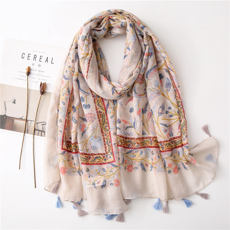 Japanese Style Artistic Fresh Cotton And Linen Scarf Retro Patchwork Bohemian Cashew Print Limorista