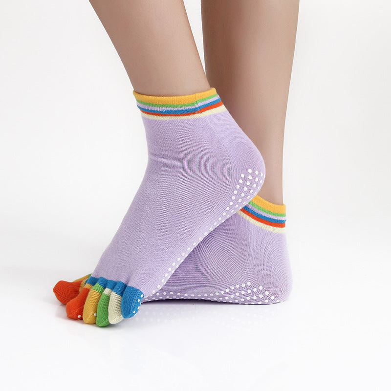 Slip Yoga Socks 5 Toes Socks Letter Print Massage Exercise Short Tube High-quality Cotton Socks Limorista