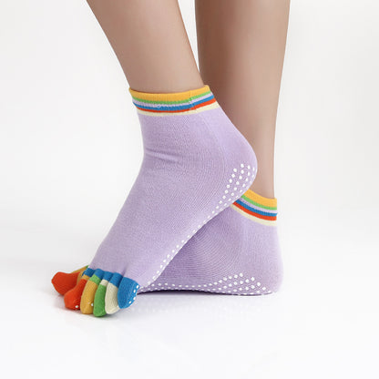 Slip Yoga Socks 5 Toes Socks Letter Print Massage Exercise Short Tube High-quality Cotton Socks Limorista