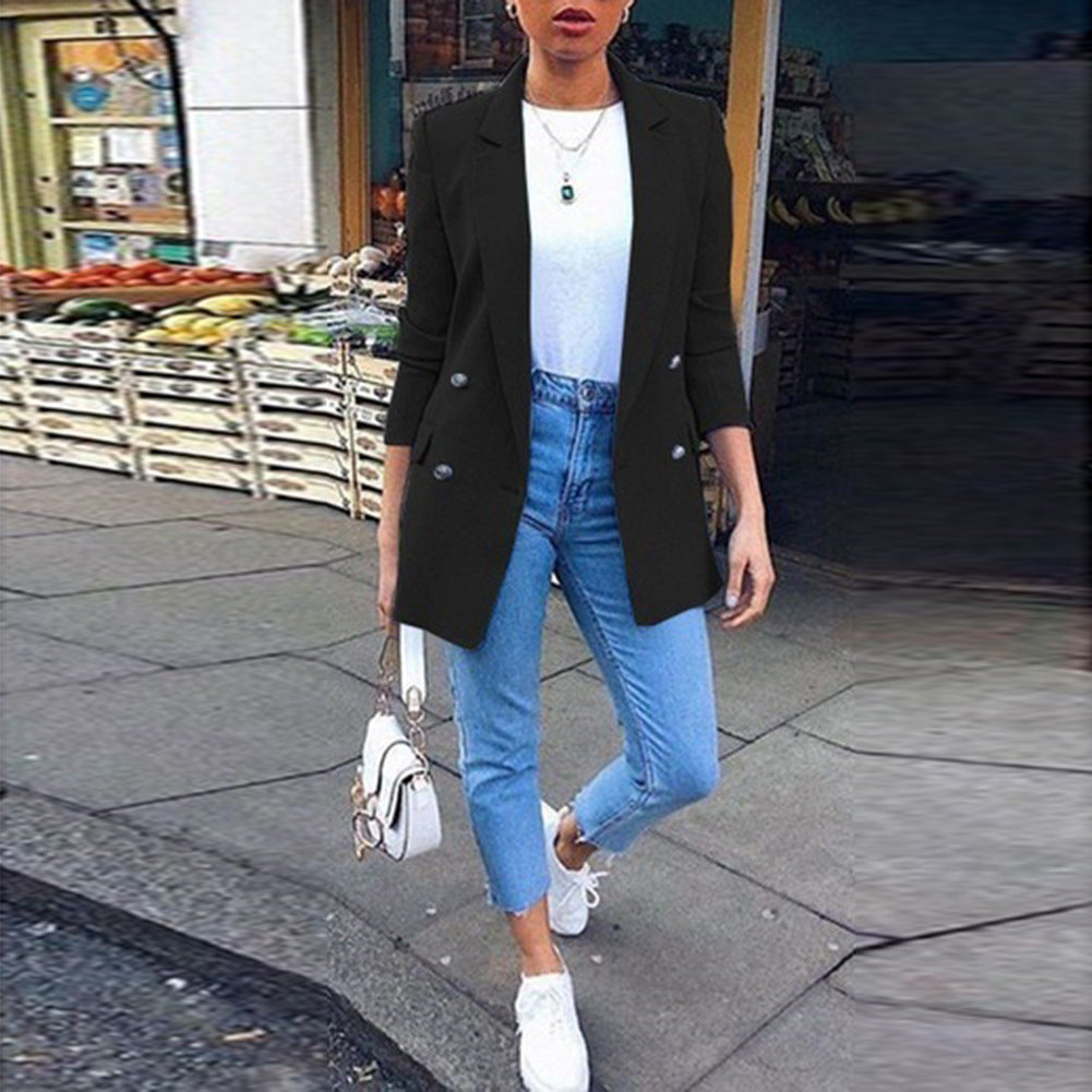 Fashion Lapel cardigan medium length temperament suit coat woman Limorista