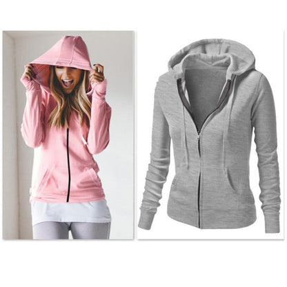Solid Color Long-sleeved Hooded Women&