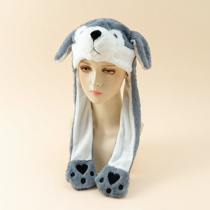Autumn And Winter Cute Animal Plush Moving Ear Hat Limorista
