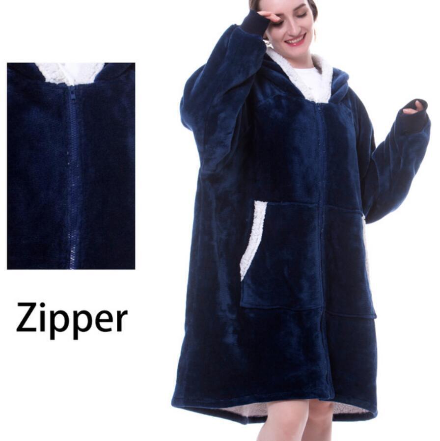 Men And Women Can Wear Zipper Flannel Lazy Blanket Limorista