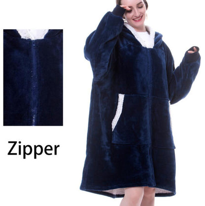 Men And Women Can Wear Zipper Flannel Lazy Blanket Limorista