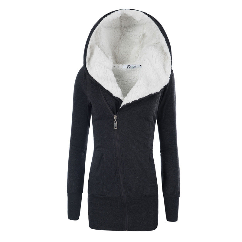 Lamb Wool Hooded Long Sleeve Women&