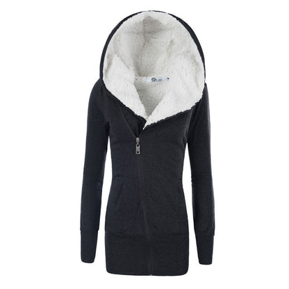 Lamb Wool Hooded Long Sleeve Women&
