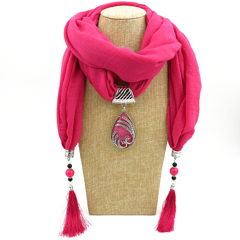 Ethnic Style Peacock Pendant Gem Tassel Scarf Shawl Autumn And Winter Women&