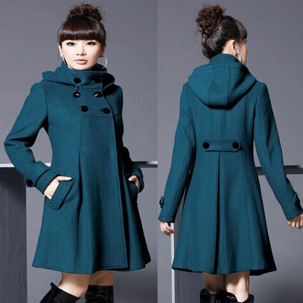 Overcoat hooded double breasted Cape windbreaker Limorista
