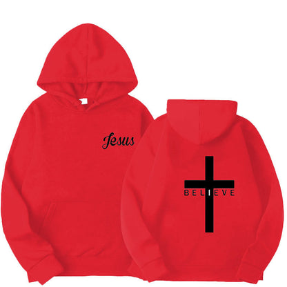 Believe Cross Printed Hoodie Men&