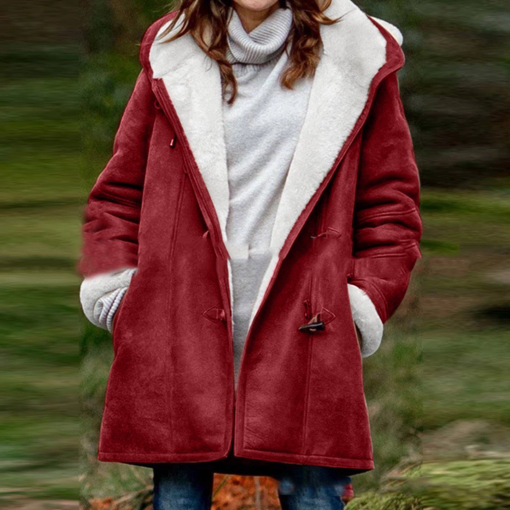 Solid color mid-length hooded jacket Limorista