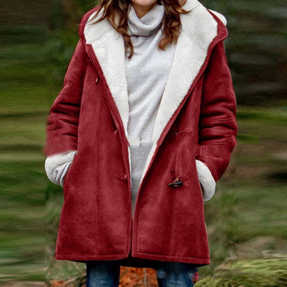 Solid color mid-length hooded jacket Limorista