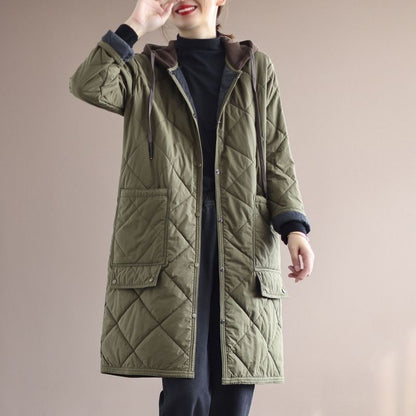 Hooded Large Pocket Long Warmth Retention Material Clothes Trench Coat Limorista