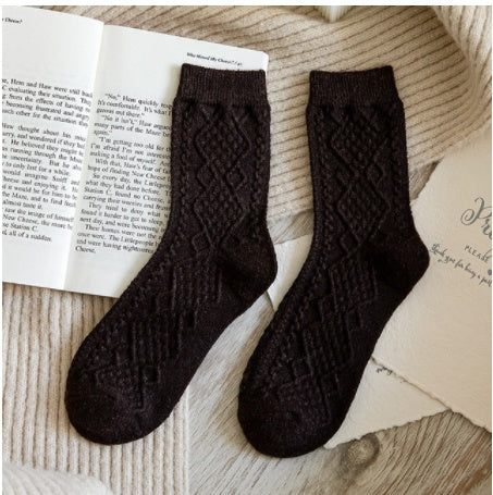 Solid Color Fashion Warm Classic Pattern Wool Socks Limorista