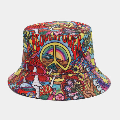 Graffiti Double-sided Bucket Hat Female Party Hip Hop Bucket Hat Limorista